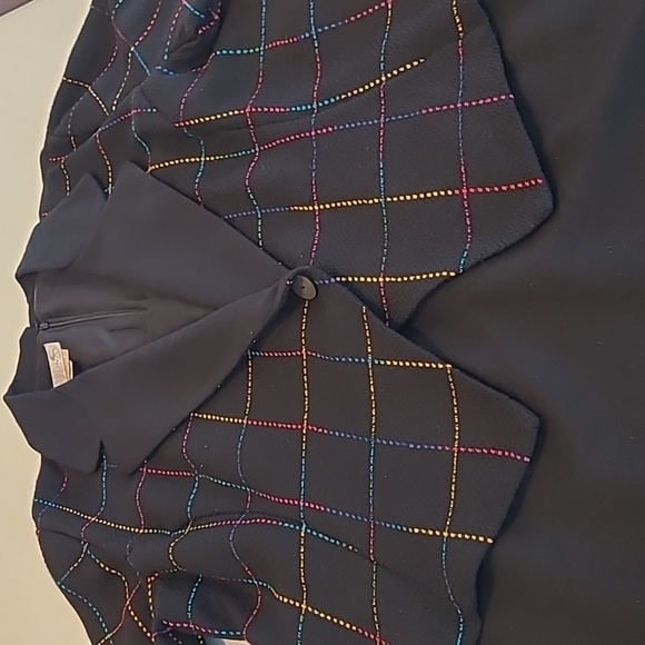 VTG SELINA Woolmarked Dress with Built in Multi-colored Patterned Blazer - Picture 12 of 17